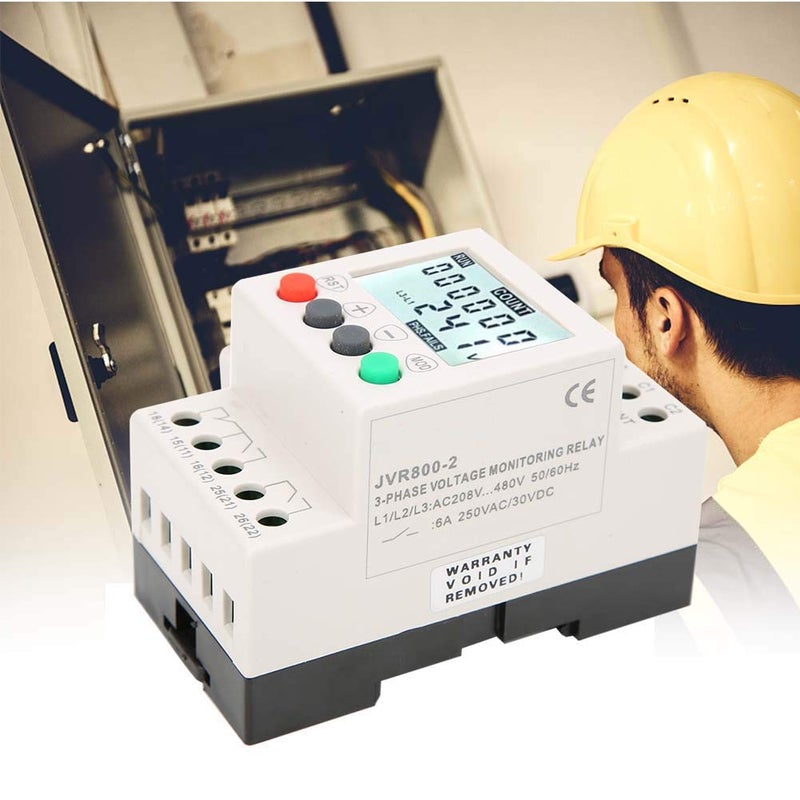 Naroote Jvr800-2 Voltage Stabilizer, Adjustable Voltage Protector, 3 Phase Under Over Voltage Protector Relay with Protective Functions for Phase Loss and Unbalanced Voltage - Image 3